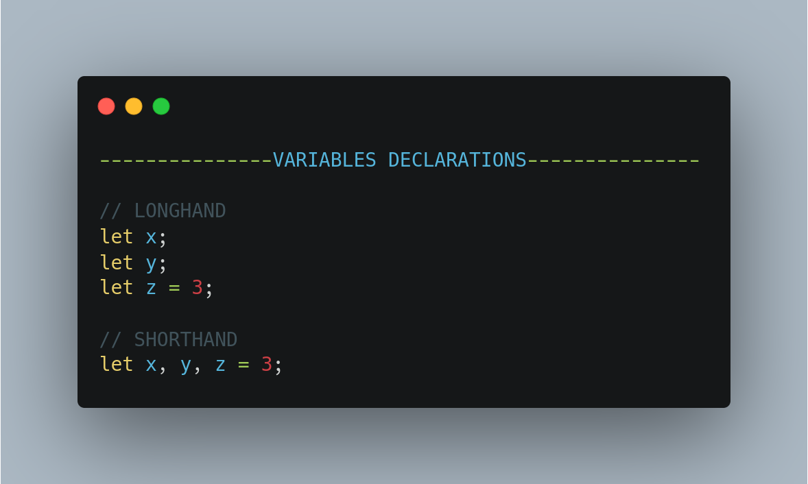 Declaring Variables Shorthand