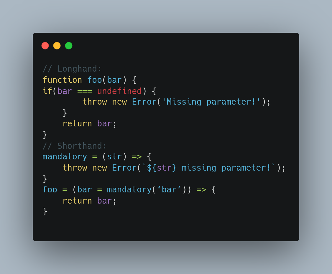 Example Mandatory parameter shorthand