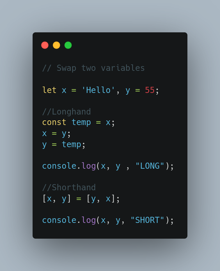 Example Swapping of variables